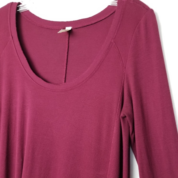 Free People Burgundy January Scoop Neck Jersey Swing Tunic Top Small - Picture 3 of 13